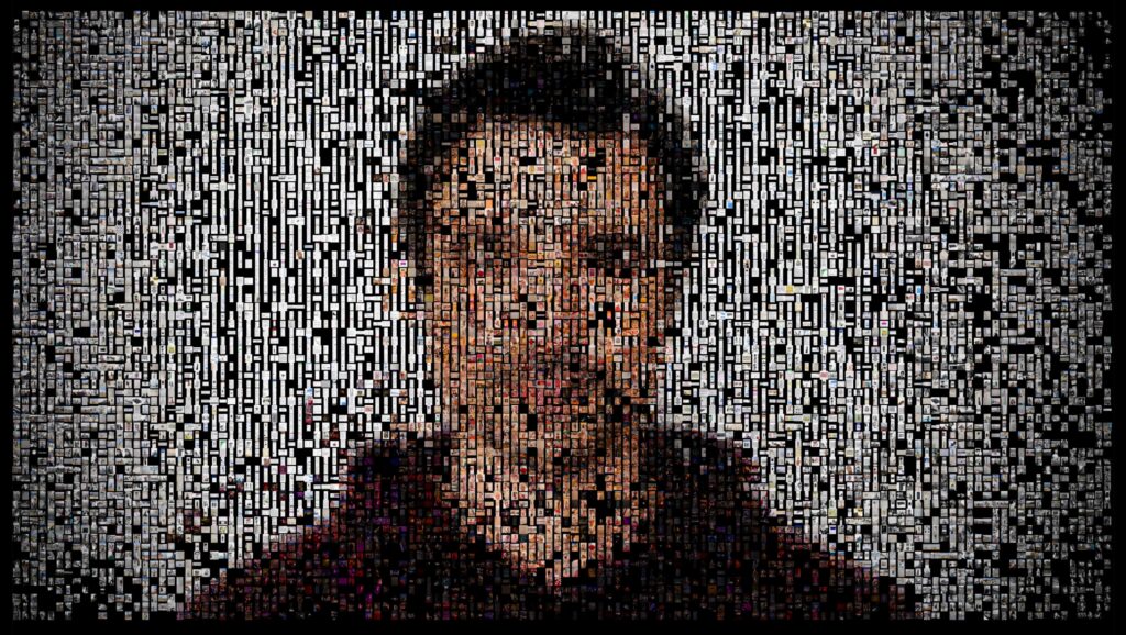 Obsession, live generative self-portrait, studio documentation, 2026